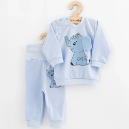 Kūdikių komplektas: marškinėliai ir kelnės NEW BABY Happy Elephant, mėlynas, 62 (3–6 mėn.)