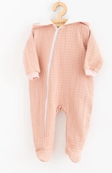 Baby muslin hooded overall NEW BABY Comfort pink, size 74 (6–9 months)