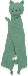 New Baby muslininis migdukas su katės motyvu, mėtų spalvos