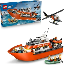 LEGO City pakrantės apsaugos gelbėjimo laivas ir sraigtasparnis