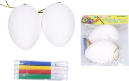 Plastikiniai kiaušiniai spalvinimui 5 × 8 cm, 2 vnt. su flomasteriais