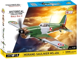 COBI morane-saulnier ms.406 – istorinio lėktuvo konstruktorius 1:32 (317 dalių)