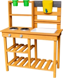 2Kids Toys medinė lauko virtuvėlė su kriaukle