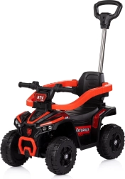 Vaikiškas paspirtukas ATV su stūmimo rankena, raudonas CHIPOLINO