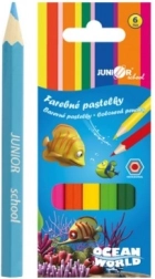 Spalvoti pieštukai Ocean World šešiakampiai 6 vnt.