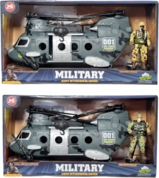 Military transport helicopter with light, sound and a soldier figure