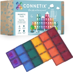 Connetix pastelinių spalvų stačiakampiai – magnetinės konstravimo detalės, 24 vnt.