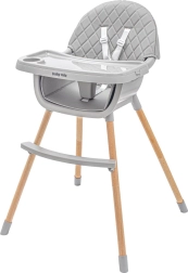 Maitinimo kėdutė Baby Mix 2in1 su medinėmis kojomis ir nuimamu padėkliuku