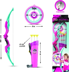 Rožinė vaikų lankininkystės rinkinys su priedais