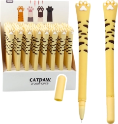 Gel Pen Cat Paw Blue Ink Yellow Stripes 16.5 cm