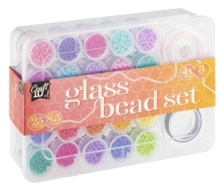 Didelis stiklo karoliukų rinkinys – 25 spalvos
