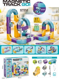 Magnetic Building Set Race Track with Car, 87 Pieces