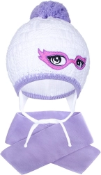 Žieminė megzta vaikiška kepurė su šaliku New Baby, violetinė, 3–4 m.