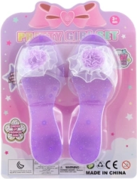 Purple plastic high-heeled shoes with a flower - 1 piece