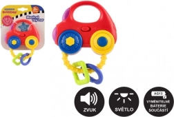 Barškutis automobilio formos su šviesa ir garsu, plastikas, 10 × 11 cm, su baterijomis, 3m+