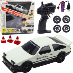 Nuotolinio valdymo lenktyninis automobilis 4WD su keičiamais ratais, baltas