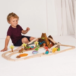 Medinė dinozaurų traukinio trasa BIGJIGS RAIL, 49 dalių