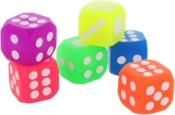 Šviečiantis LED žaidimų kauliukas (įvairių spalvų) – guminis, 4 cm