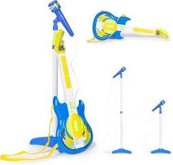 Elektrinė gitara vaikams su mikrofonu ir stovu, suderinama su MP3, mėlyna