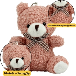 Rožinis pliušinis meškiuko pakabukas 8 cm