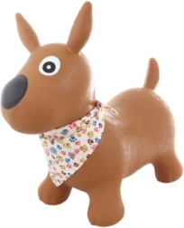 Šokinukas šuniukas su skarele ir pompa