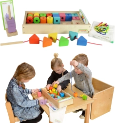 Didelis medinis vėrimo rinkinys Montessori Masterkidz