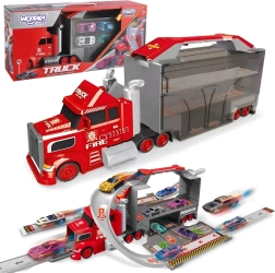Woopie gaisrinės sunkvežimis su garažu ir lenktynių trasa