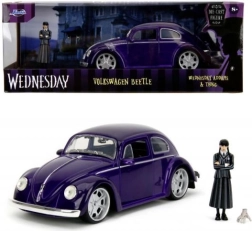 Kolekcinis metalinis automobilio modelis 1972 VW Beetle 1:24 su Wednesday Addams figūrėle