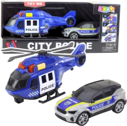 Police set helicopter and car with lights and sounds