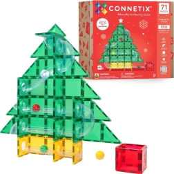 Connetix kalėdinis leidimas Christmas Tree Ball Run – magnetinis konstruktorius, 71 dalių