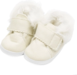 Vaikiškos žieminės zomšos tipo tapkutės NEW BABY, smėlinės, 0–3 mėn.