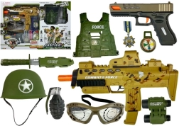 Vaikiškas karinis rinkinys su MP7 putų šaudmenų pistoletu