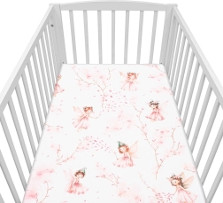 Medvilninė paklodė kūdikio lovytei NEW BABY „Fėjos“ 120×60 cm