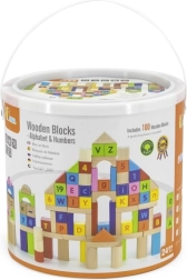 Viga mediniai edukaciniai kaladėlės 100 vnt – raidės ir skaičiai