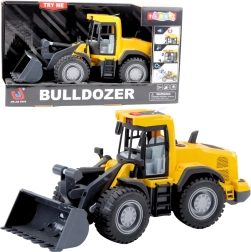 Construction excavator with lights and sounds, movable bucket, yellow