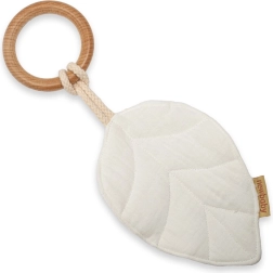 Vaikiškas kramtukas NEW BABY Leaf baltas su muslino vystyklu