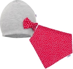 Baby Hat and Neck Scarf New Baby Missy grey-red