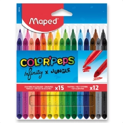 Maped Color'Peps Infinity spalvoti pieštukai ir Color'Peps Jungle flomasteriai