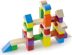 Wooden building blocks – 100 pieces in a bucket