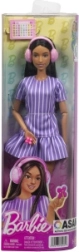 Barbie Fashionistas modelis violetinėje dryžuotoje suknelėje