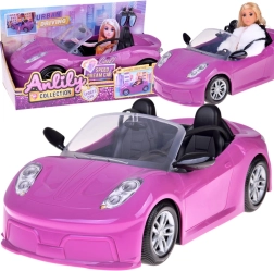 Violetinis sportinis kabrioletas lėlėms, skirtas 2 lėlėms