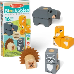 Medinės statybinės kaladėlės „Miško draugai“ (16 dalių) MELISSA & DOUG