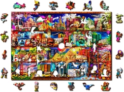 WOODEN CITY Double-Sided Wooden Puzzle – Travel Bookshelf, 505 pieces
