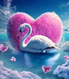 Diamond Painting Swan and Heart 30 × 40 cm