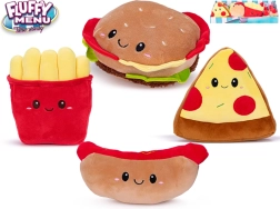 Pliušiniai žaislai Fluffy Menu – mėsainis, pica, bulvytės fri ir hotdogas