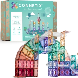 Connetix Pastel Ball Run rinkinys magnetinių konstruktorių 106 vnt su rutuliukų trasa