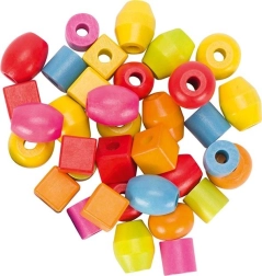 Wooden Beads and Strings in a Jar - 45 Pieces