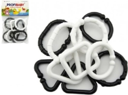 Plastiniai juodai balti formeliai – grandinėlė kūdikiams, 10 vnt.