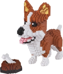 Welsh Corgi building set with bowl and bone, 1200 pieces