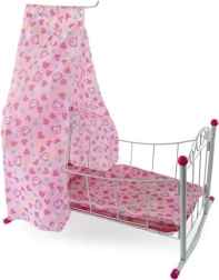 Metal doll cradle with canopy 38 cm